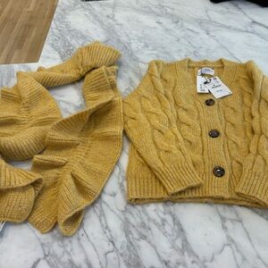 NWT Zara Girls Cable Knit Cardigan and Scarf